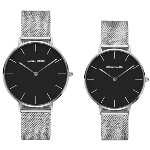 Conjunto de Relojes para Pareja Pack Norwich Negro – Masculino y Femenino - Hannah Martin