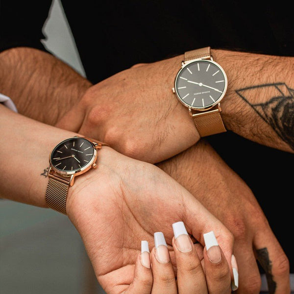 Conjunto de Relojes para Pareja Pack Norwich Negro – Masculino y Femenino - Hannah Martin