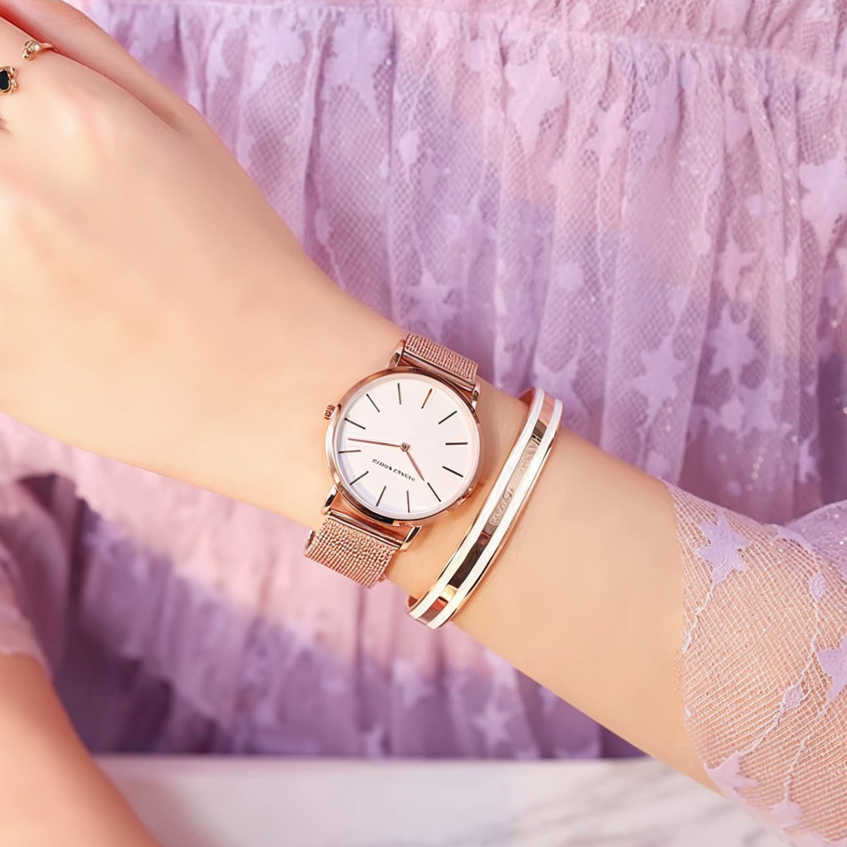 Reloj Mujer Blanco y Rosé Gold  Dover 36mm