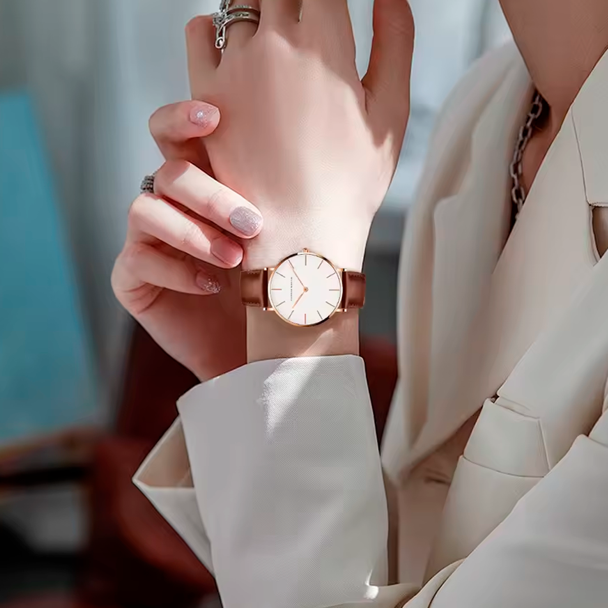 Reloj Mujer Blanco y Plata Chester 36mm