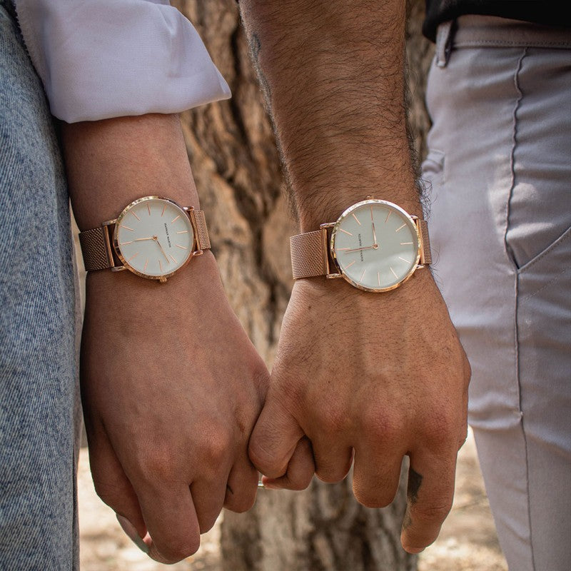 Conjunto de Relojes para Pareja Pack Dover Blanco – Masculino y Femenino