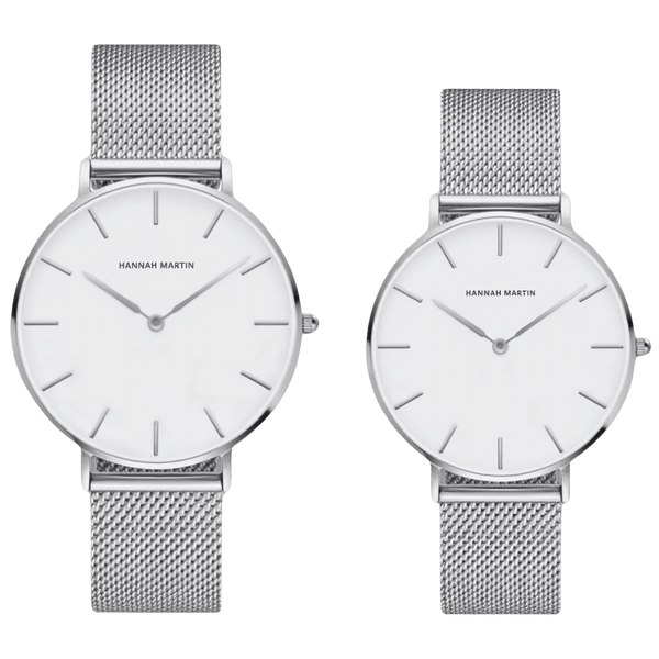 Conjunto de Relojes para Pareja Pack Norwich Blanco – Masculino y Femenino - Hannah Martin
