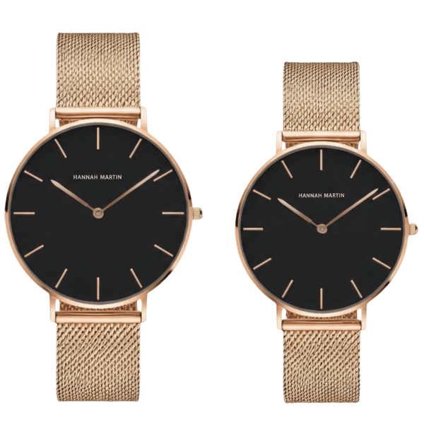 Conjunto de Relojes para Pareja Pack Norwich Negro – Masculino y Femenino - Hannah Martin