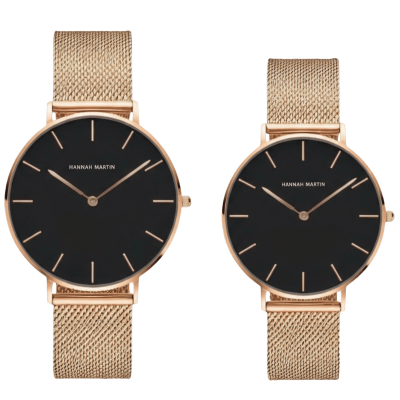 Conjunto de Relojes para Pareja Pack Norwich Negro – Masculino y Femenino - Hannah Martin